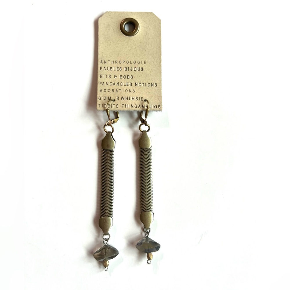 Anthropologie Two-Tone Dangle Earrings mixed metal crystal